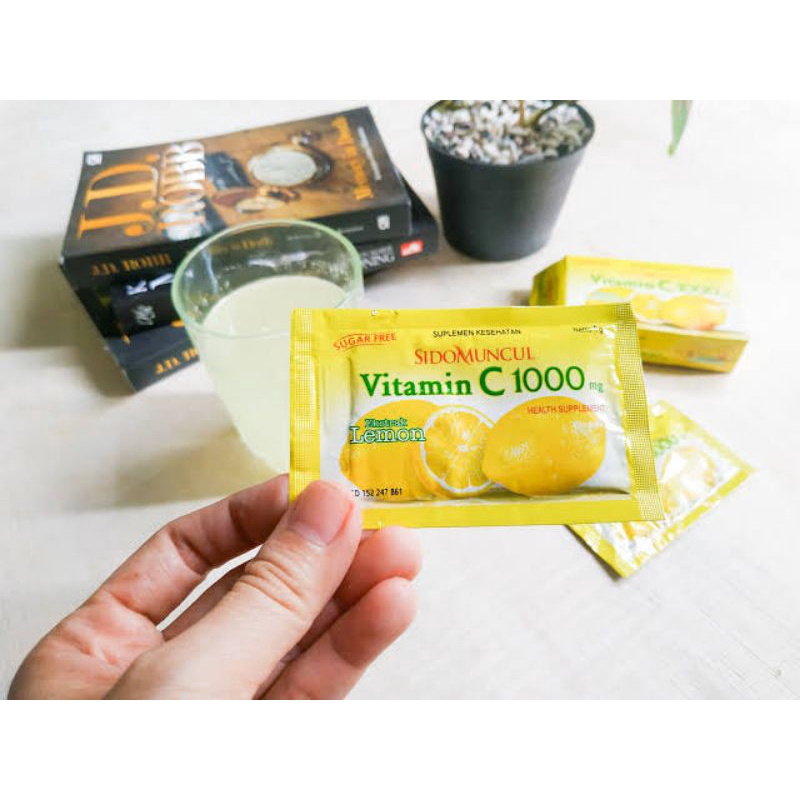 ORIGINAL SIDOMUNCUL VITAMIN C 1000 MG LEMON 1 BOX 6 SACHET / MINUMAN SERBUK VITAMIN C1000 MGSUGAR FREE