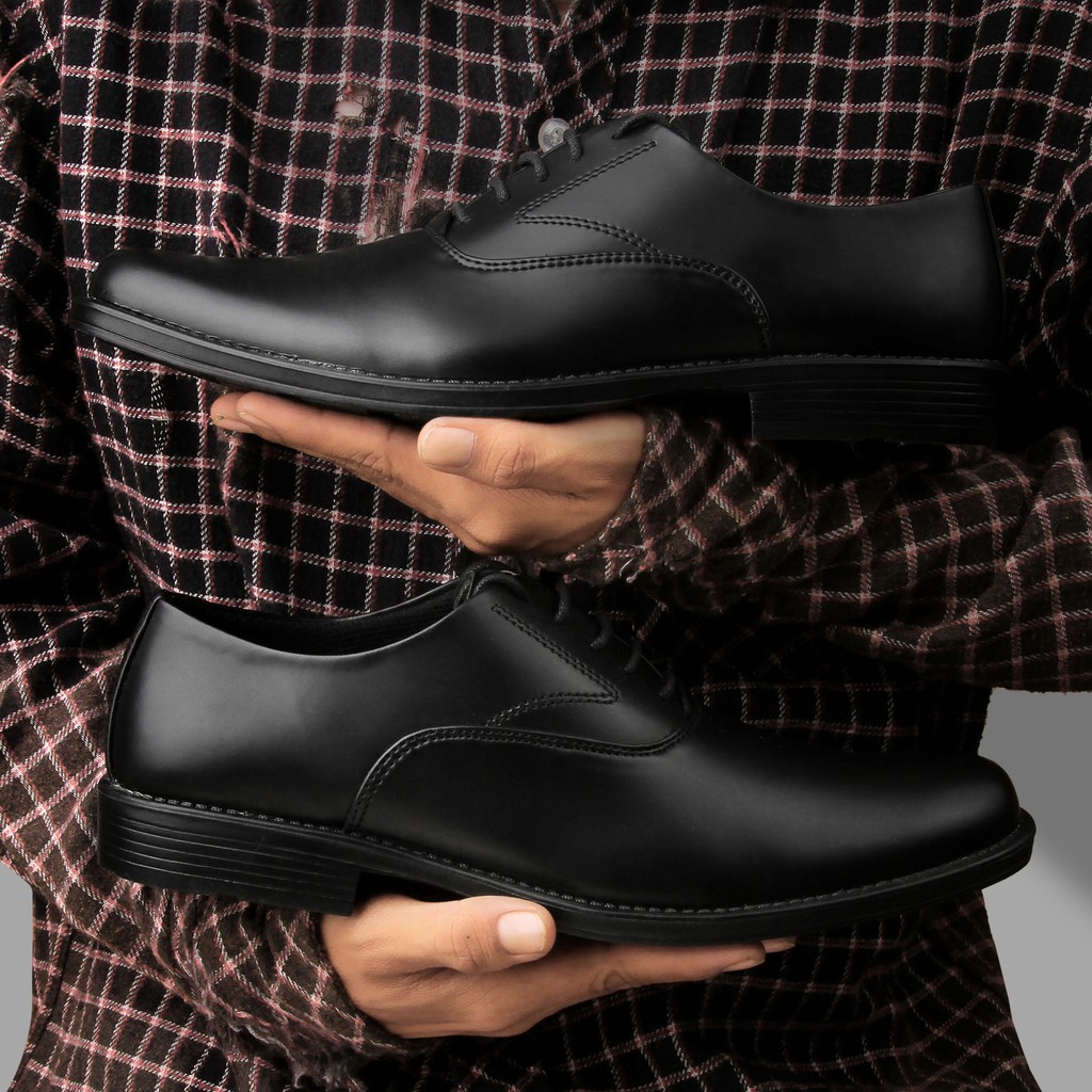 Oxford Formal Full Black | Sepatu Pantofel Pria Cowok Kerja Kantor Original Footwear | ARF FORIND