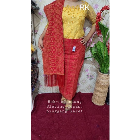 Rok dan Selendang Katun Motif Songket Palembang-4