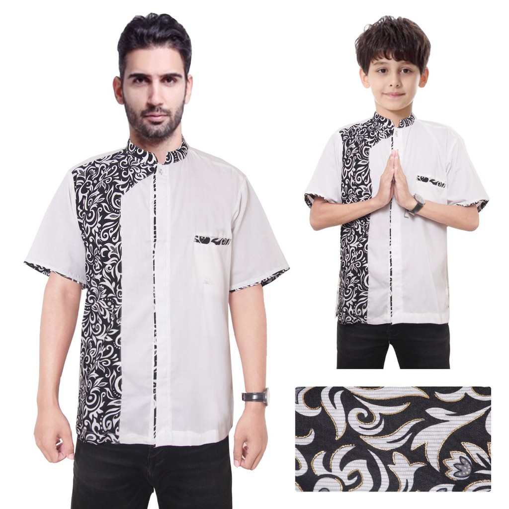 SB Collection Couple Atasan Baju Muslim Negfo Koko Kemeja Batik Modern Anak Dan Ayah