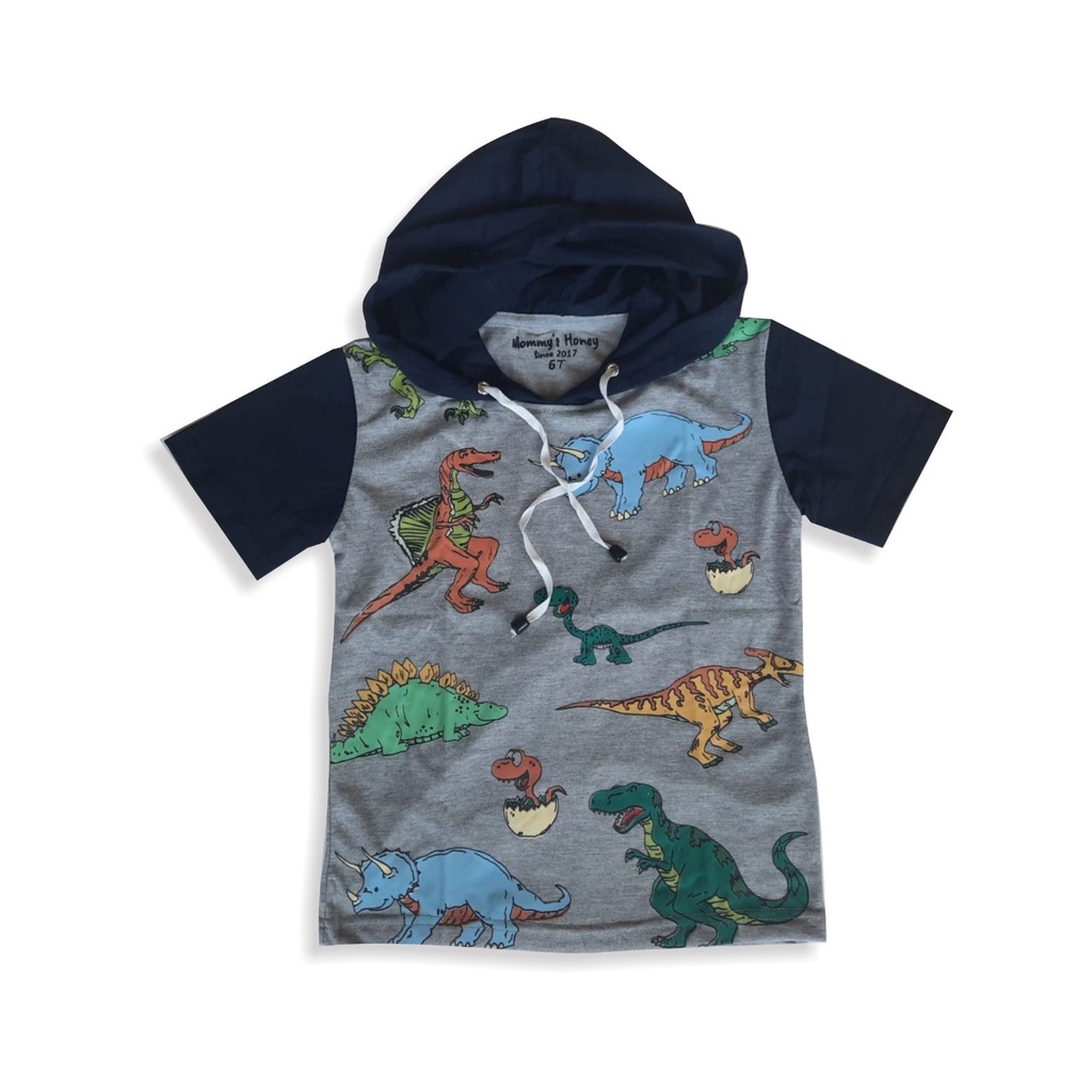 KAOS HOODIE ANAK DINOSAURS PREMIUM [USIA 1 -10 TAHUN]