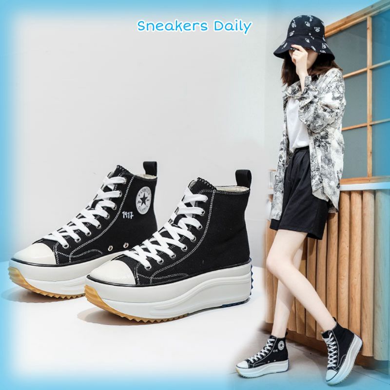 COD Sneakersdaily 560 Sepatu Sneakers Kanvas Hak Tinggi Wanita Premium