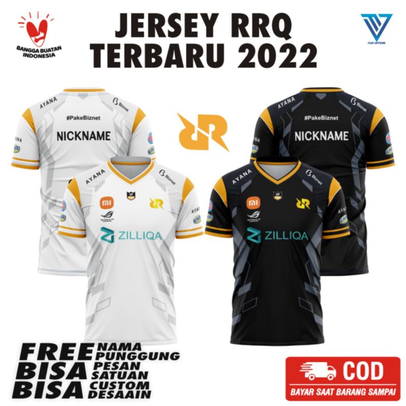 KAOS JERSEY RRQ TERBARU 2022 HITAM/PUTIH FREE NICKNAME (BEST SELLER)