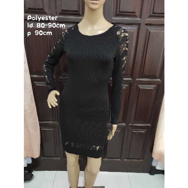 NETT PRICE mini dress lengan panjang sexy hitam black