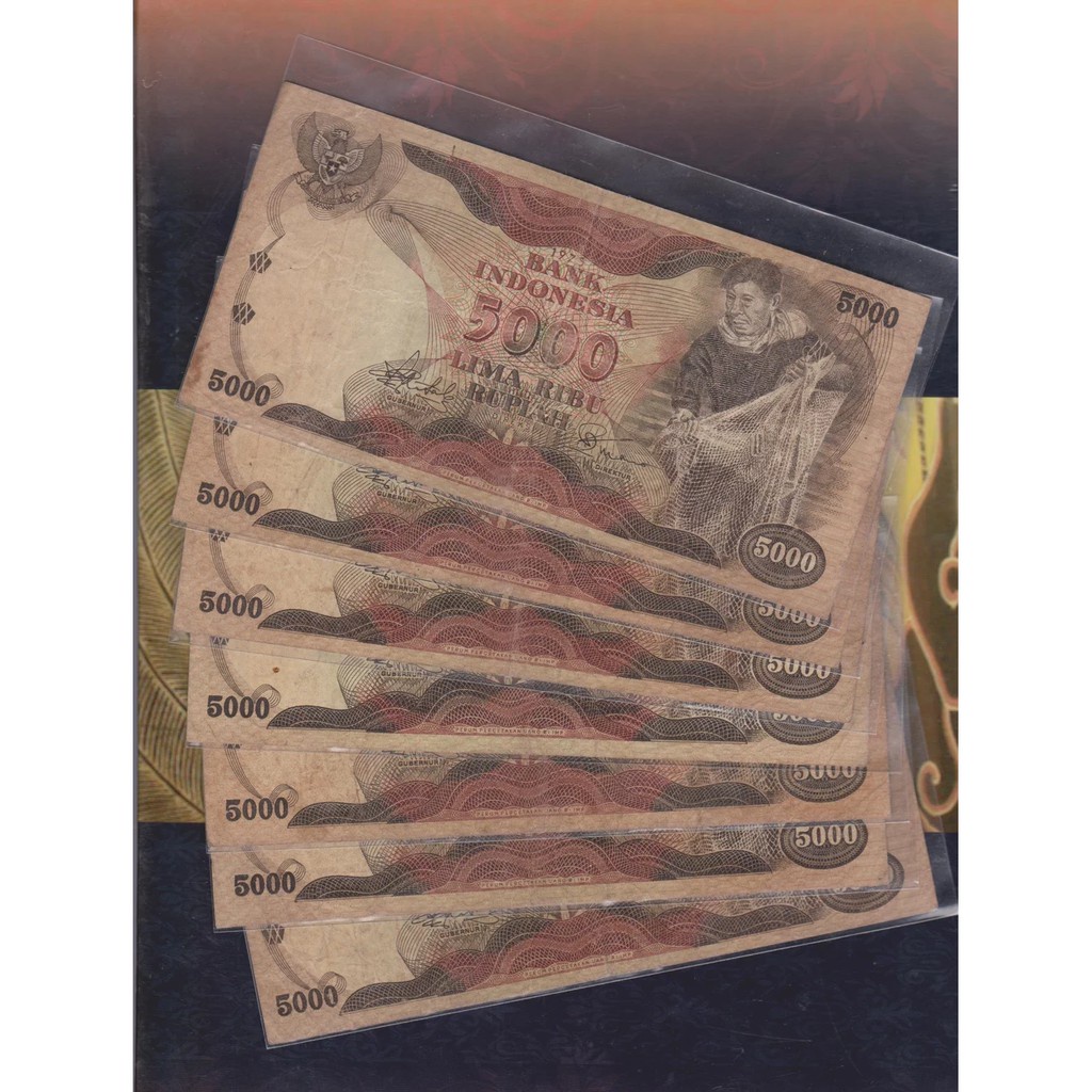 Uang kuno 5.000 Rupiah Penjala Ikan Tahun 1975