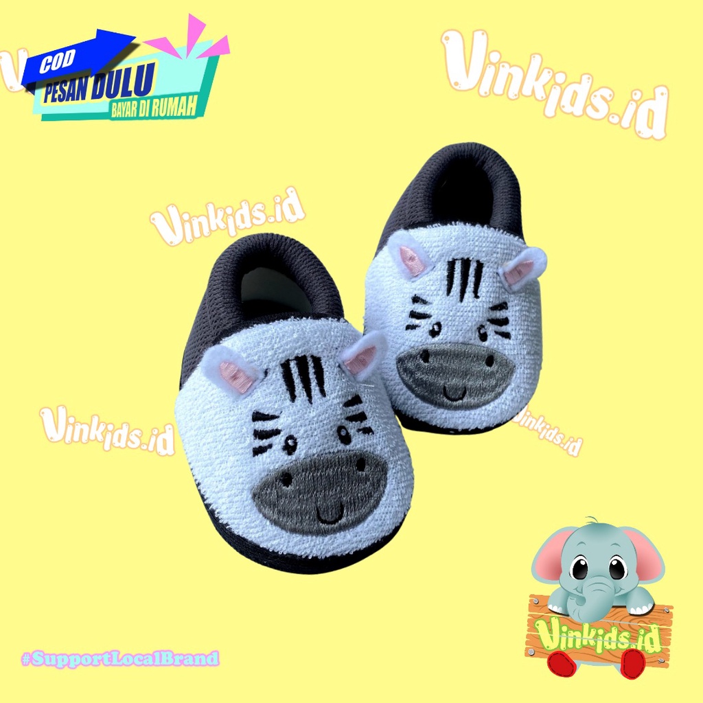 Sepatu Bayi Karakter / Sepatu Bayi Kekinian / Sepatu Bayi nyaman / Baby Shoes / Sepatu Bayi Motif Zebra Abu