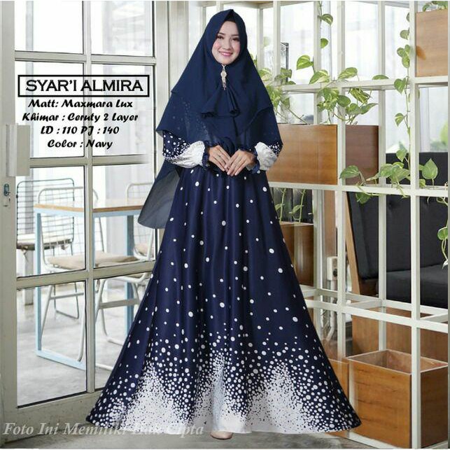 Almira gamis syari maxmara lux ld 110 pb 140 fit xl khimar ceruty