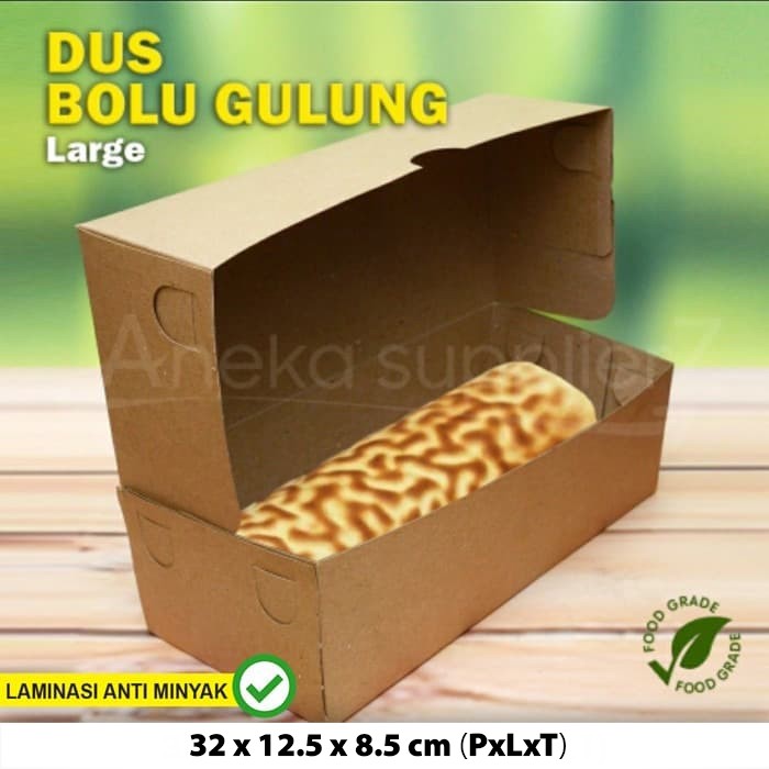 

Box Dus Kotak Roll Cake - Bolu Gulung | KRAFT COKLAT | (L) (20 pc)