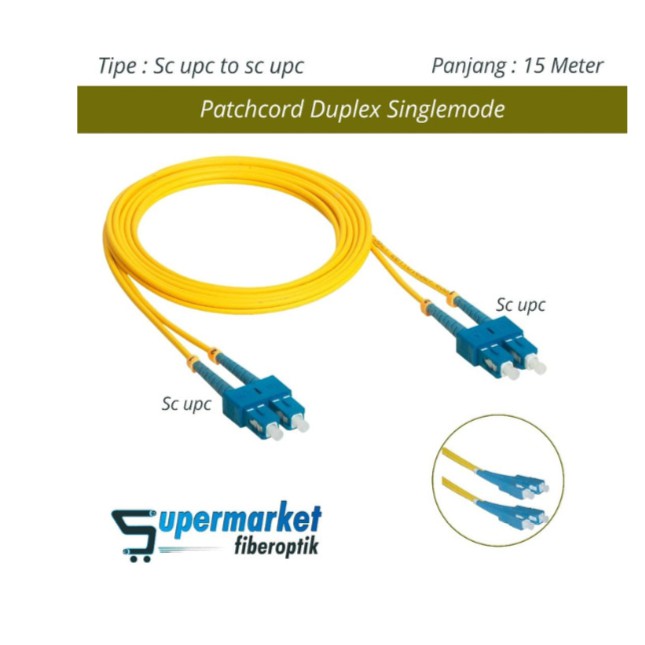 Patchcord Fiber Optik Duplex SingleMode SC SC UPC Panjang 15 Meter