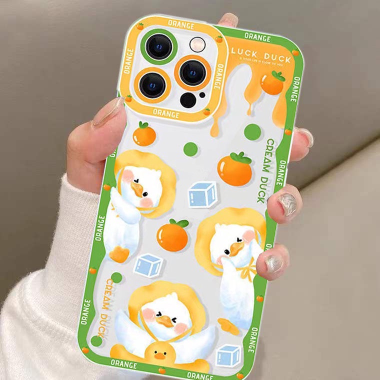 Soft Case Silikon TPU Transparan Motif Bebek Untuk IPhone 14 13 12 11 Pro X XR XS Max SE 6 6S 7 8 Plus