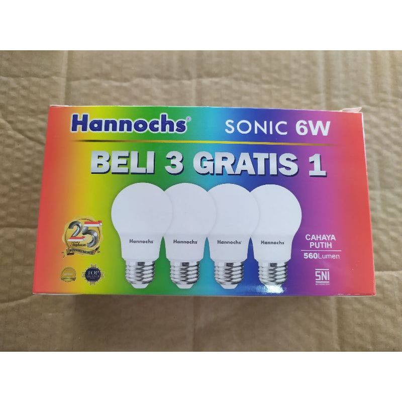 Hannochs Sonic 3 Free 1 Paket Bohlam LED Lampu 6w 10w 13w Murah Terang Putih