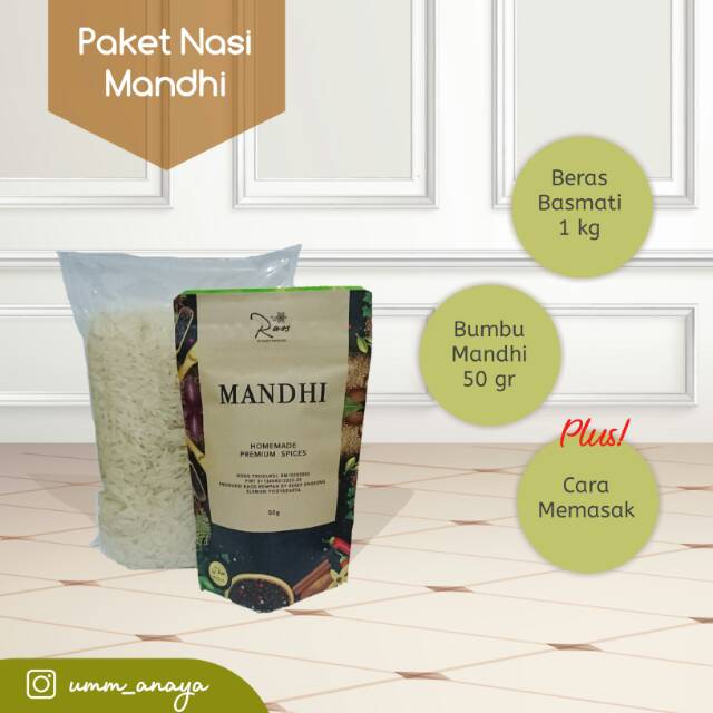 

Paket Nasi Mandhi Instan (1kg beras basmati + 50gr bumbu)