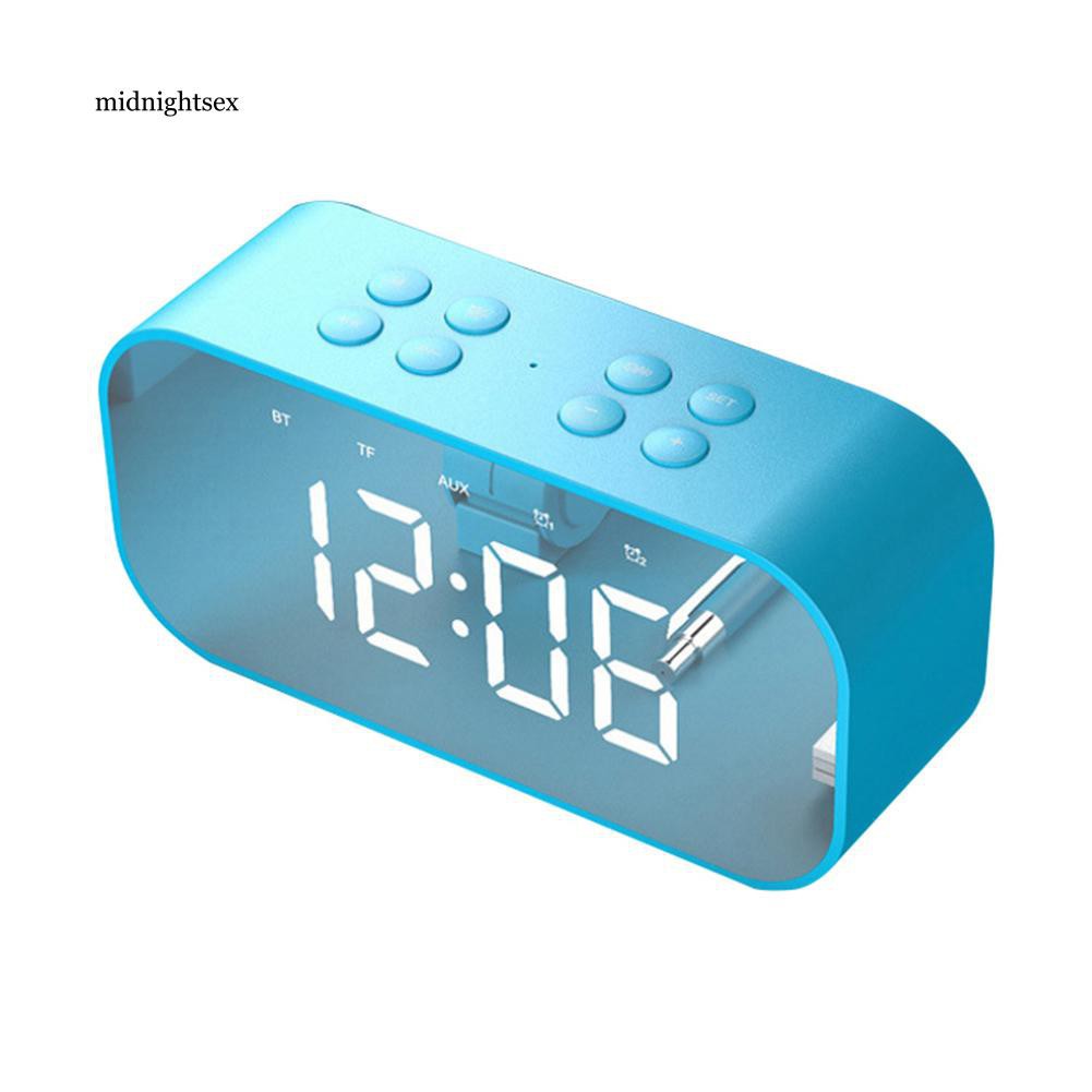 Miksibt501 Speaker Subwoofer Mini Wireless Bluetooth dengan Lampu LED + Jam Alarm