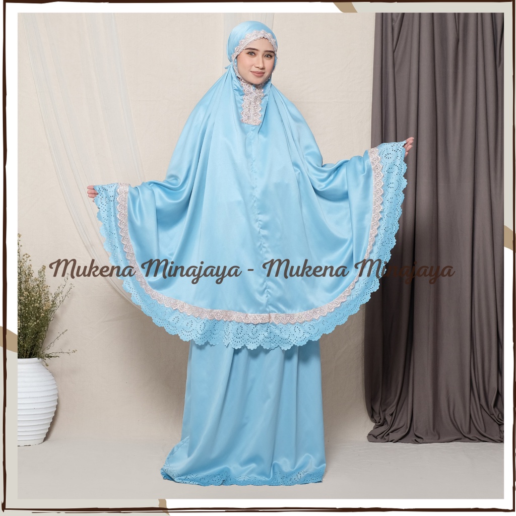 Mukena Dewasa Renda Mewah Motif Lasercut Jumbo Daily Traveling Sutra Velvet Premium Fashion Mukenah Dewasa Muslim Minajaya Terbaru