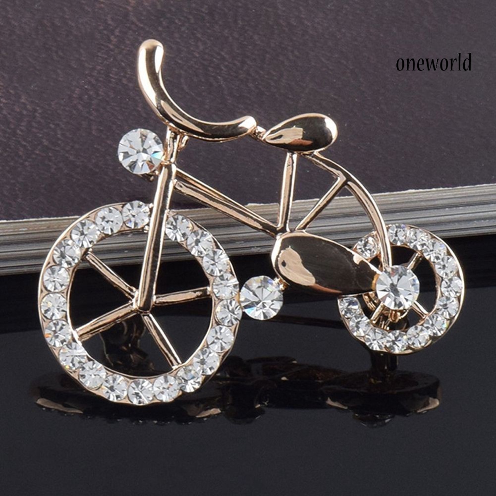 OW@ Rhinestone Bicycle Bike Shape Brooch Pin Jewelry Jacket Scarf Collar Bag Gift