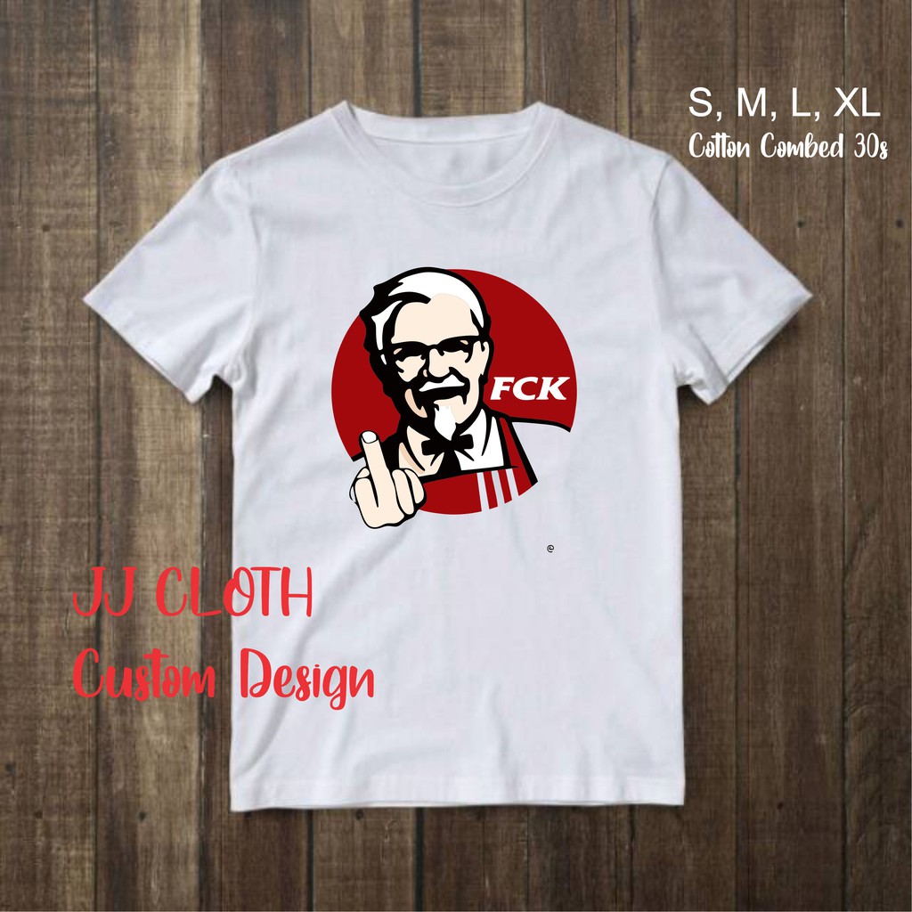 T-SHIRT BAJU KAOS DISTRO PLESETAN KFC FCK PRINTING COMBED 30S