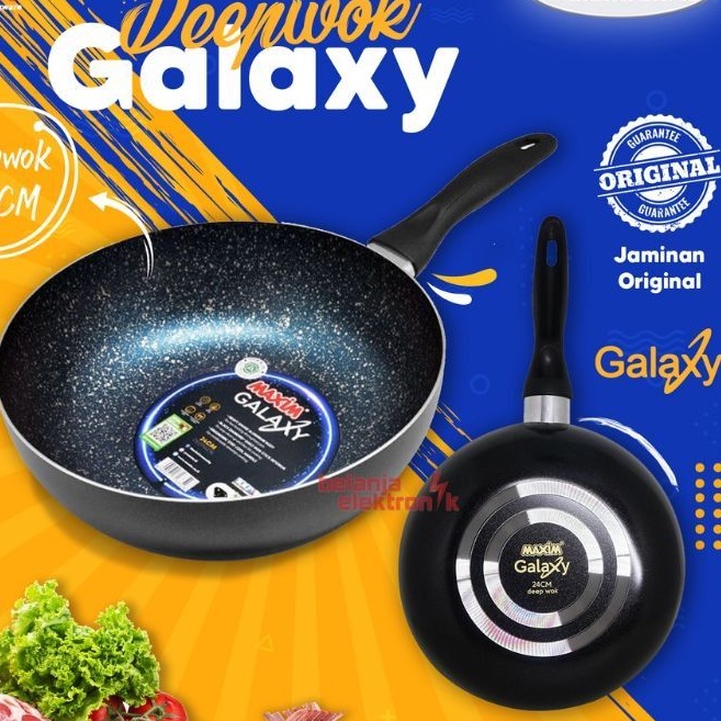 MAXIM GALAXY DEEP WOK 24 CM 28 CM BLACK DIAMOND ANTI LENGKET LEBIH KUAT ORIGINAL MAXIM