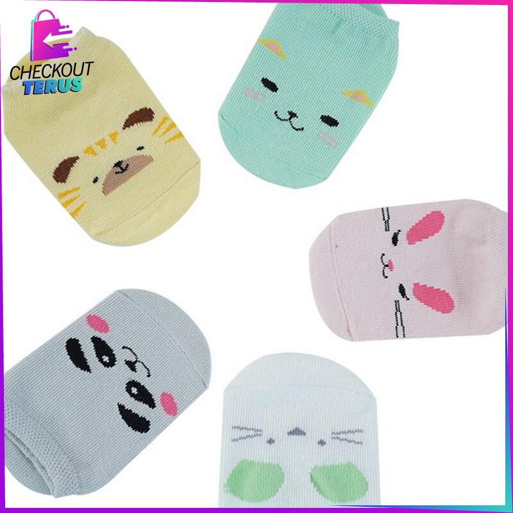 CT P50 Kaos Kaki Pendek Anak Bayi Karakter Hewan Bahan Katun Lembut Model Korea Import Cute Baby Sock