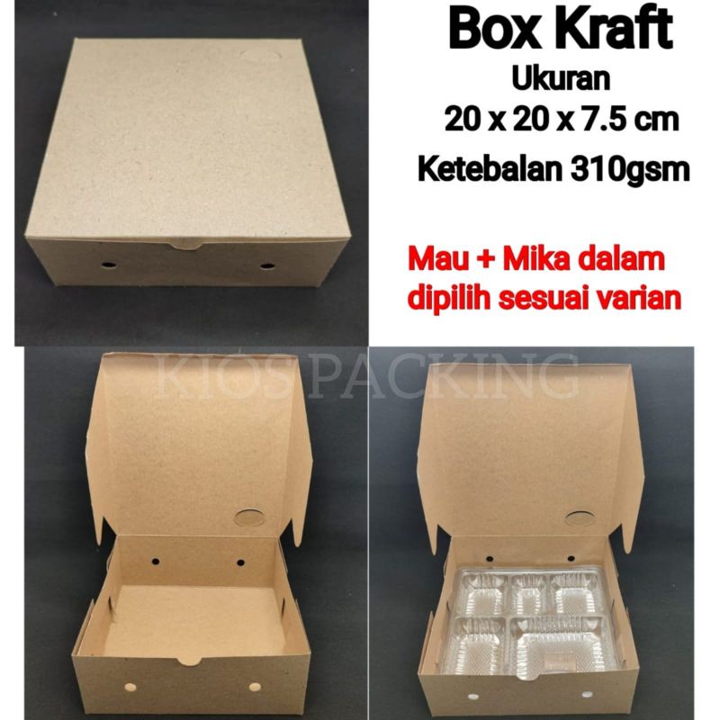 

Box Kraft 20x20 Kotak Nasi Dus Kemasam Kue Makanan 20 x 20 coklat