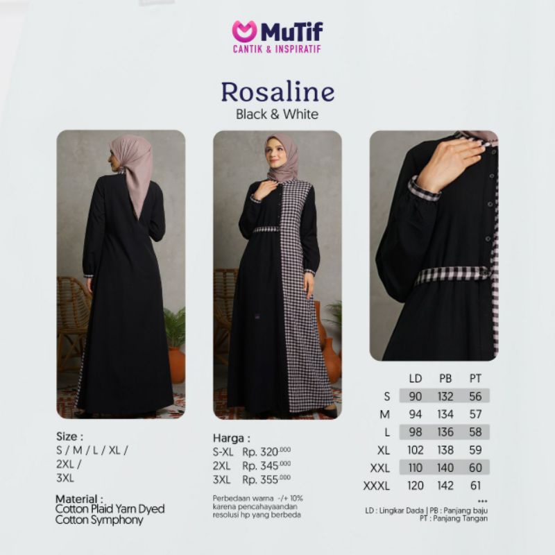 GAMIS MUTIF ROSALINE BLACK &amp; WHITE