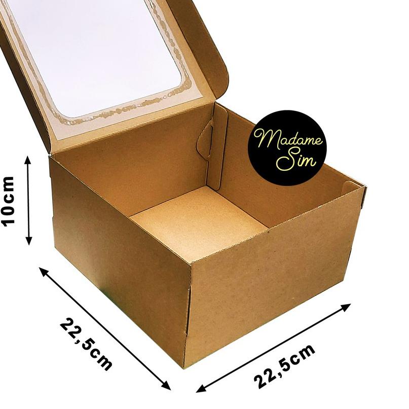 

➸ KOTAK KUE - CAKE BOX 22 x 22 x 10 CM - COKLAT + JENDELA (ISI 10 PCS) ♗