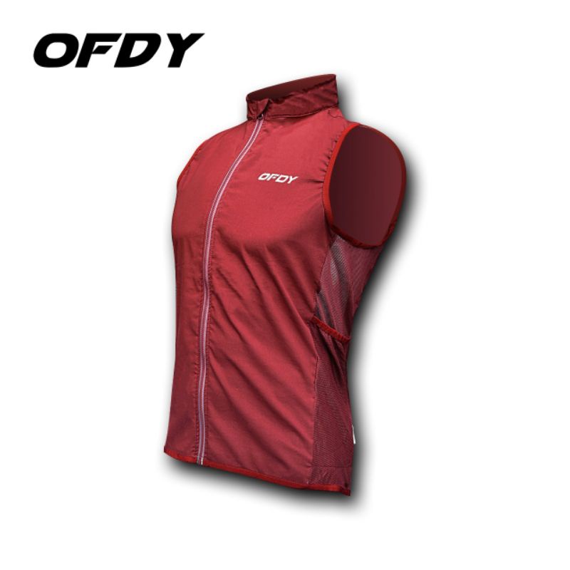 Rompi sepeda Cycling vest windbreaker reflektif Stretch maroon OFDY
