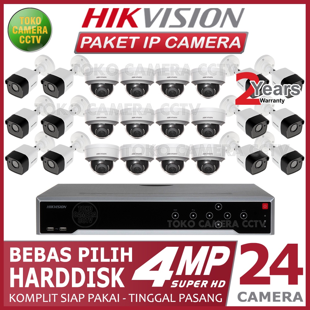 PAKET IP CAMERA HIKVISION 4MP 32 CHANNEL 24 KAMERA