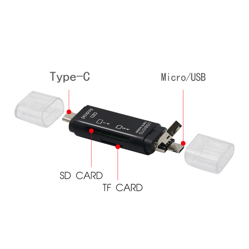 D-178 Card Reader Otg Micro Usb 2.0 3 In 1 Tipe C Kecepatan Tinggi