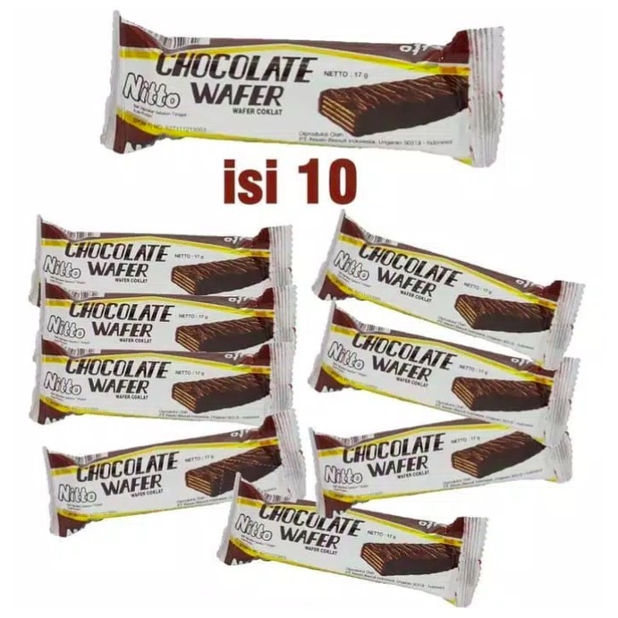 Nissin Nitto Chocolate Wafer Coklat 1 pack isi 10 Wafer Nissin