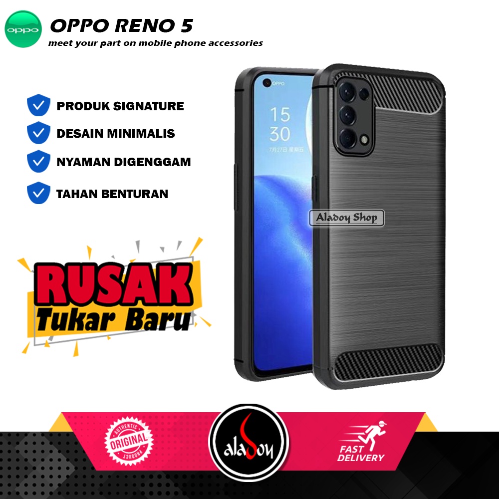 Case OPPO RENO 5 5G New Carbon Fiber Ultra Slim Premium Softcase Casing Reno 5