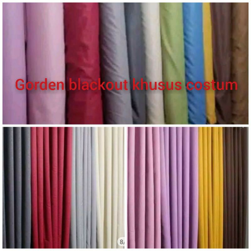 Gorden blackout gordyn safron tirai / pintu/ jendela abu tua abu muda krem merah coklat