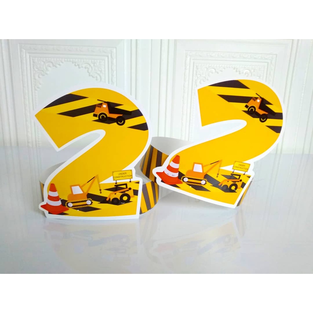 topi melingkar angka excavator / topi melingkar custom angka excavator / topi ultah excavator