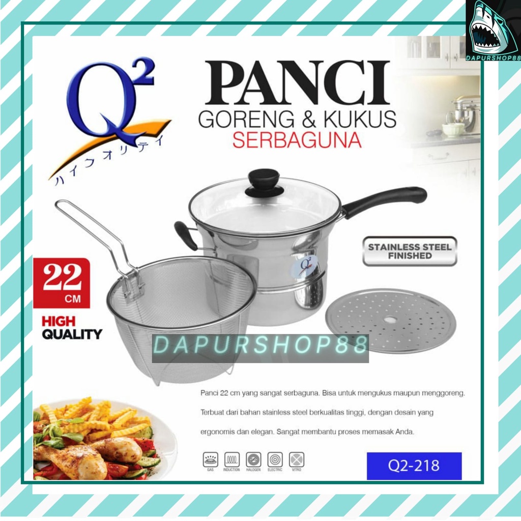 DEEP FRYER PAN 22CM MULTIFUNGSI 3 IN 1 / PANCI KUKUS GORENG REBUS SERBAGUNA / PANCI KOREA / PANCI Q2