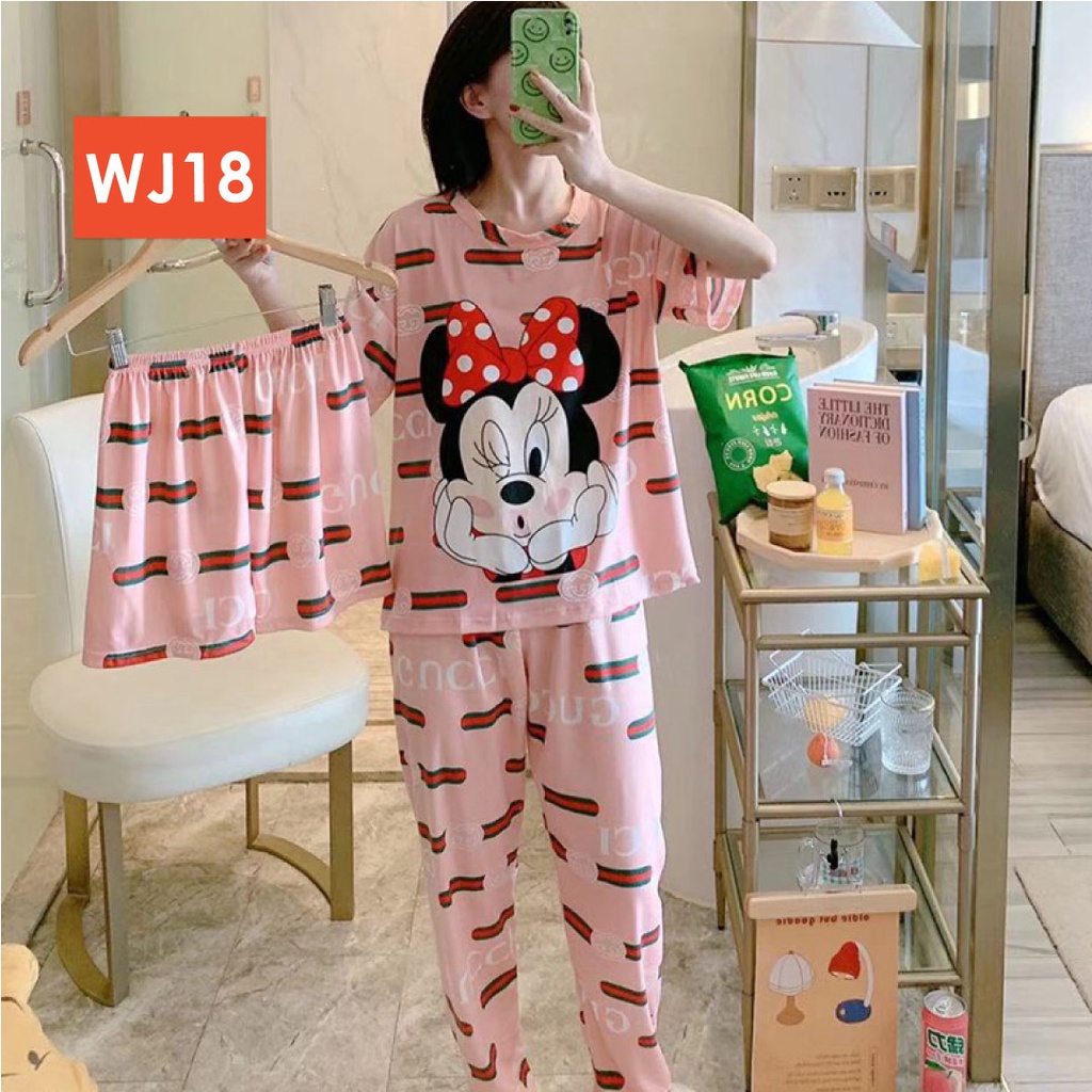LAPAGO - Piyama Dewasa Wanita Perempuan Import Celana Pendek Celana Panjang - Baju Tidur Kartun Wanita Dewasa 2021-WJ18 - Mini Pita