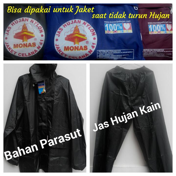 Free Ongkir - Jas Hujan Monas -Jaket Celana Monas Parasut - Jas Hujan Pria/ Wanita - Jas Hujan Kain