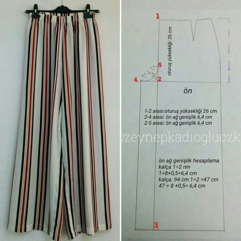 pola instan pola jiplak celana kulot