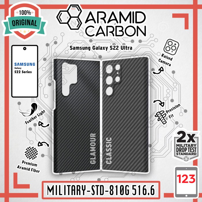 {SuheStore} Case Samsung S22 Ultra Pitaka Style Air Kevlar Aramid Carbon Fiber - S22 Ultra Glamour L