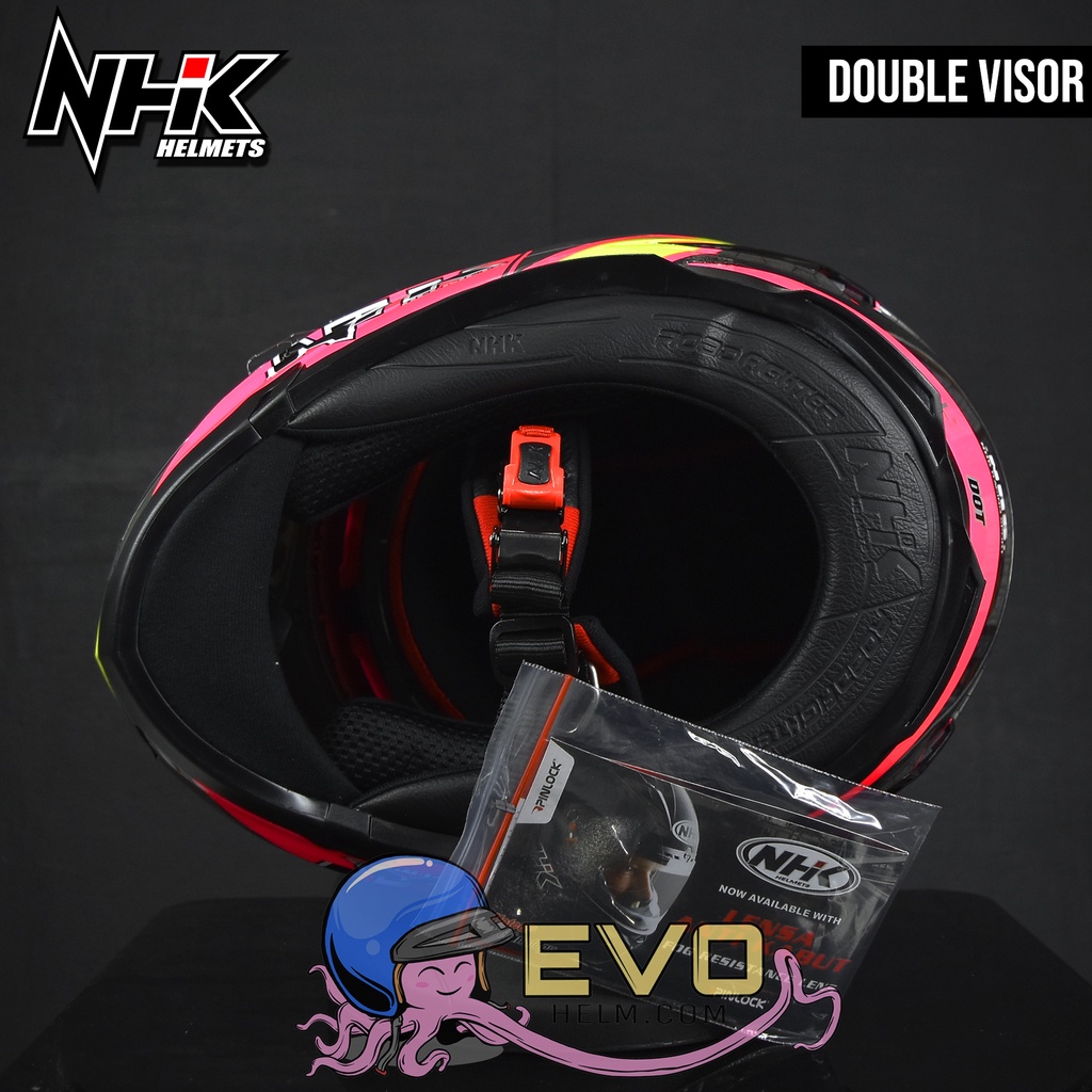 NHK RX9 NAVY (SE) GRAPHIC Full Face - Double Visor PINK FLUO - YELLOW