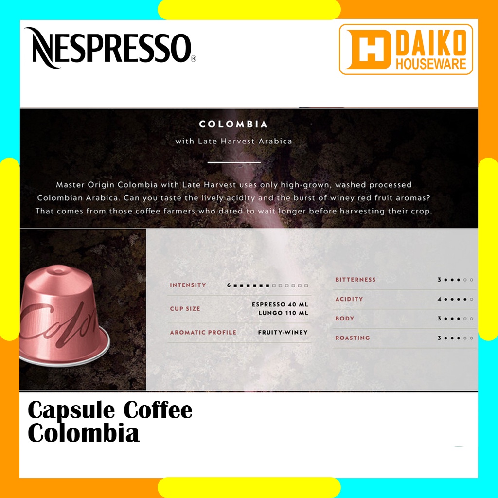 Capsule Nespresso Colombia Original Nestle 1 Pack - Coffee Master Origins Kopi Kapsul Expired Panjang