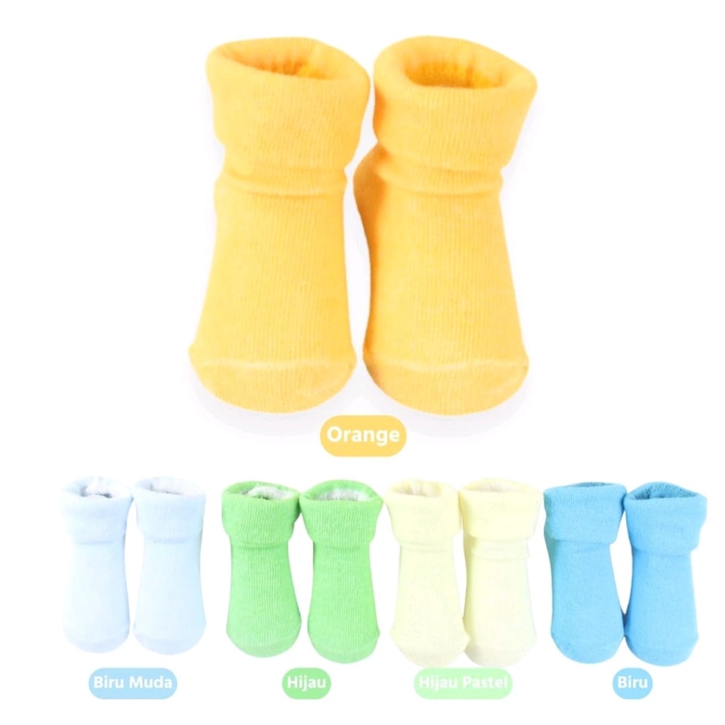 Koas Kaki Bayi Newborn Unisex 3-6 Bulan - Kaos Kaki Nia Polos Rainbow Isi 12 Pasang