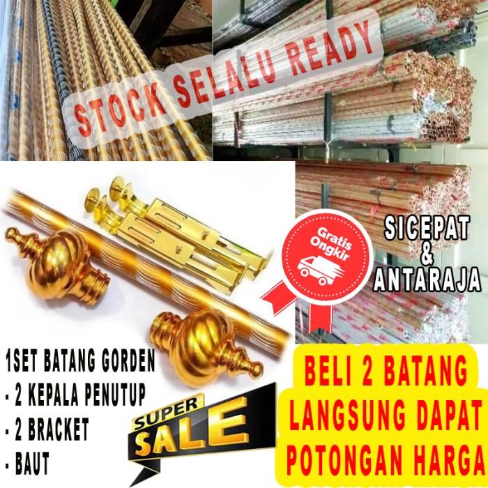Batang Gorden 1,5 Meter Fullset Lengkap Rollet Tiang Gorden Gold