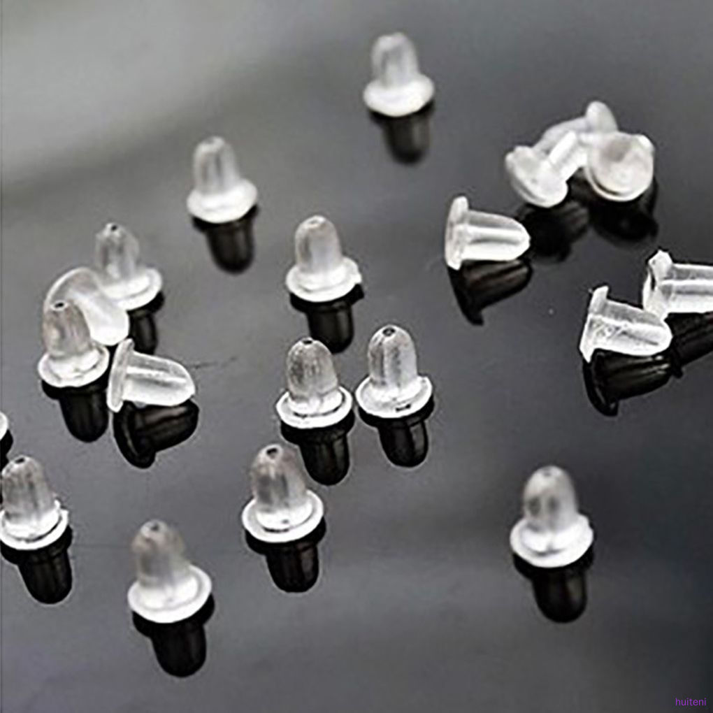 100pcs Stopper Belakang Anting Tusuk Bahan Karet Silikon Lembut Anti Alergi