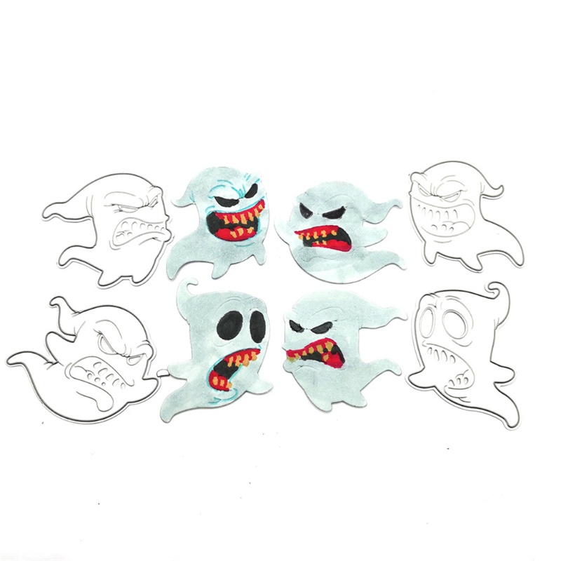 Cetakan Stensil Cutting Dies Motif Hantu Halloween Bahan Metal Untuk Scrapbook / Craft DIY