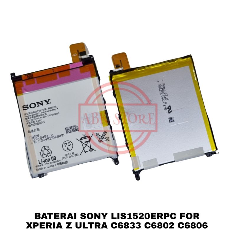 BATERAI BATTERY SONY LIS1520ERPC FOR XPERIA Z ULTRA C6833 C6802 C6806 BATRE ORIGINAL