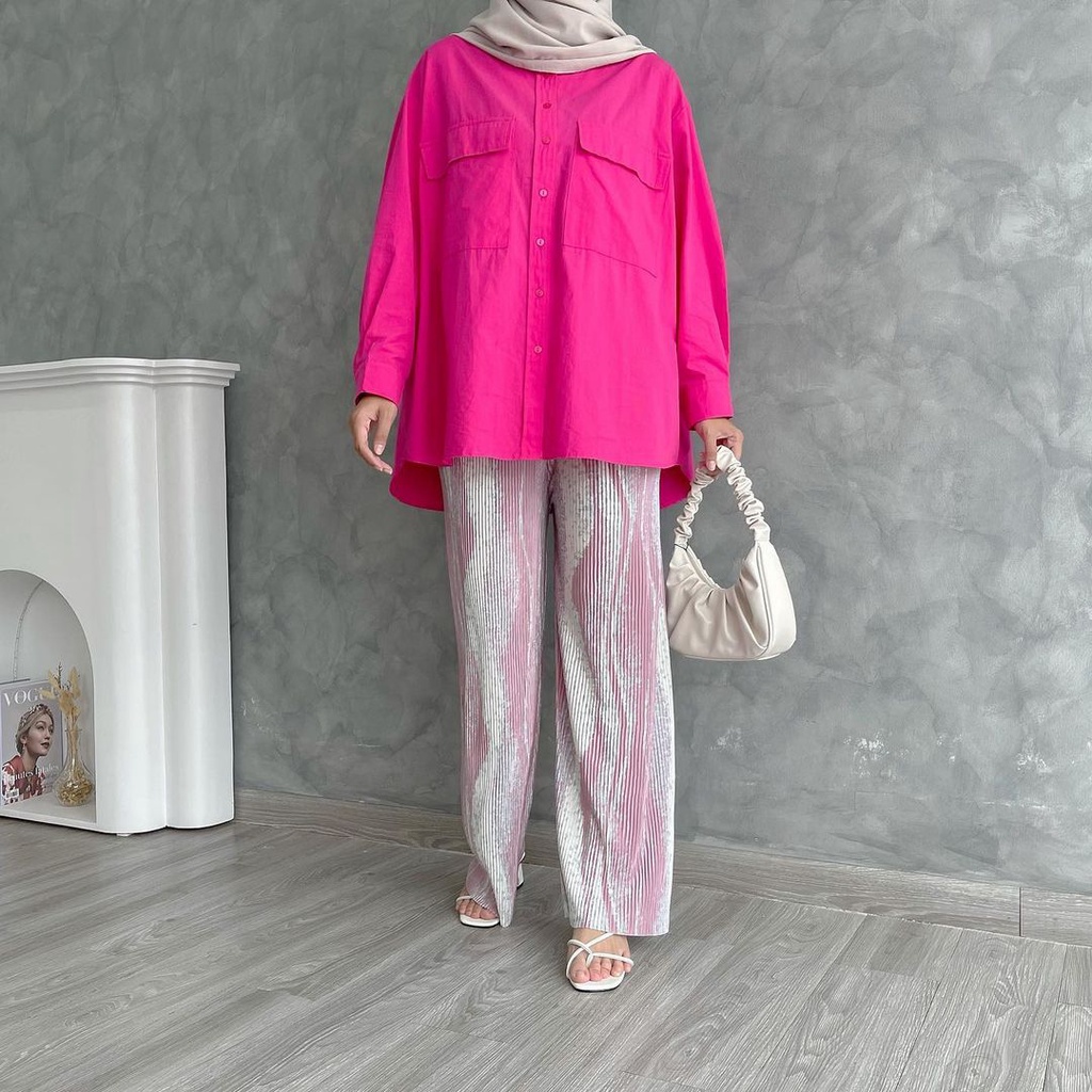 Jade Top  LD 140 Bahan Katun Paris - BAJU BLOUSE WANITA JUMBO BIG SIZE TO XXXL - ATASAN LENGAN PANJANG