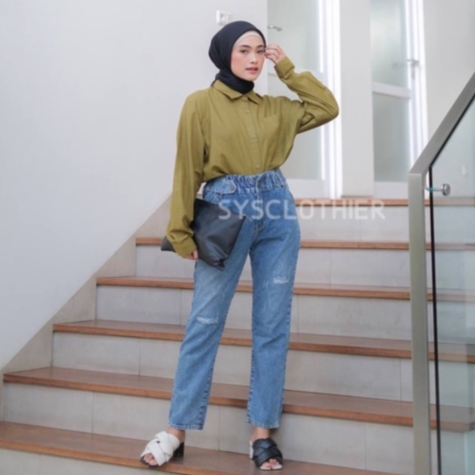 CELANA JEANS WANITA UKURAN NORMAL &amp; JUMBO BF RUBBER IRISH SERIES