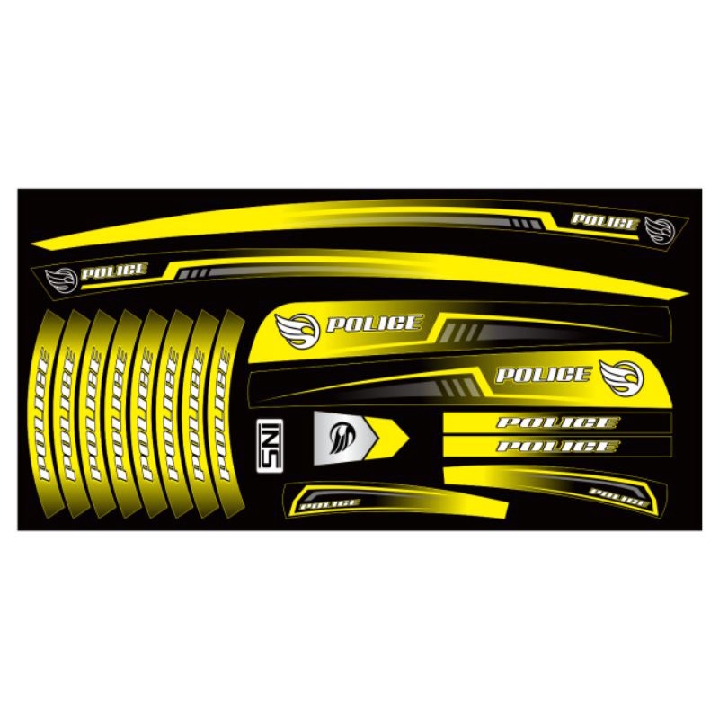 stiker sepeda lipat police decal glossy mengkilap