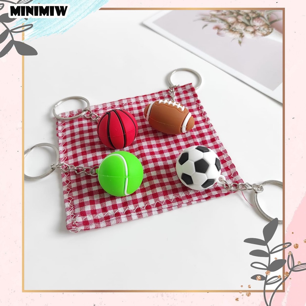 GANTUNGAN KUNCI BOLA SEPAK BASKET RUGBY TENIS KEYCHAIN KEYRING