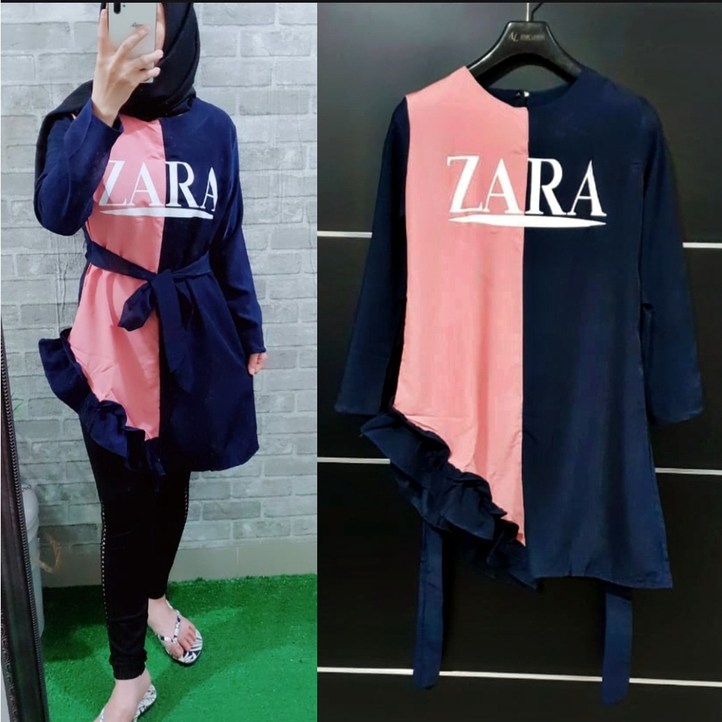 +[HNFK] Tunik Korea Wanita Printing Lengan Panjang / Tunik Modern / Tunik Gamis Wanita