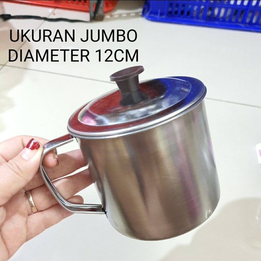 Gelas Mug Tutup stainless 555 diameter 12cm / Gelas Mug Tahan panas